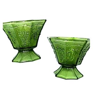 Vintage Anchor Hocking Green Glass Candy Dishes